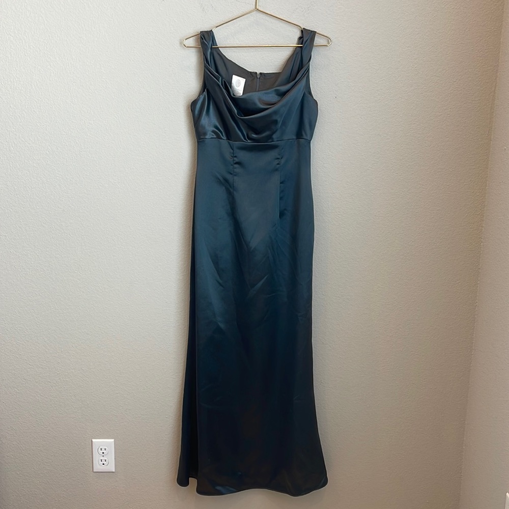 Watters and Watters Gray Satin Drape Neck Bridesmaid Dress Size 6